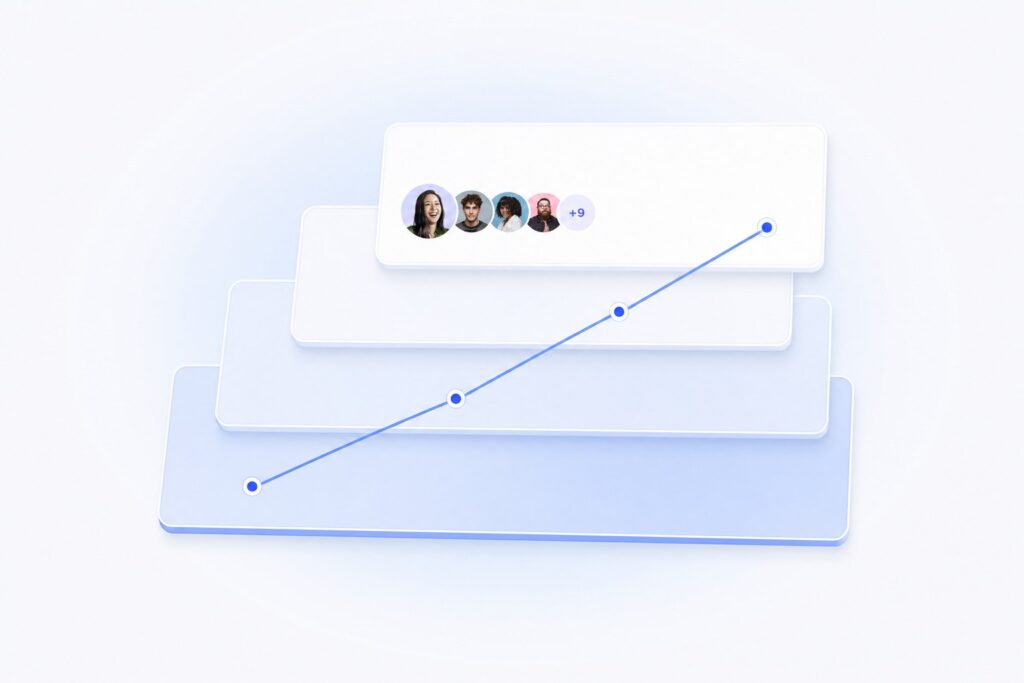 Four layered steps representing the four types of social media analytics